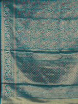 Rama blue art tissue kanjivaram festive saree