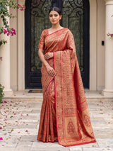 Rani pink art tissue kanjivaram heritage saree