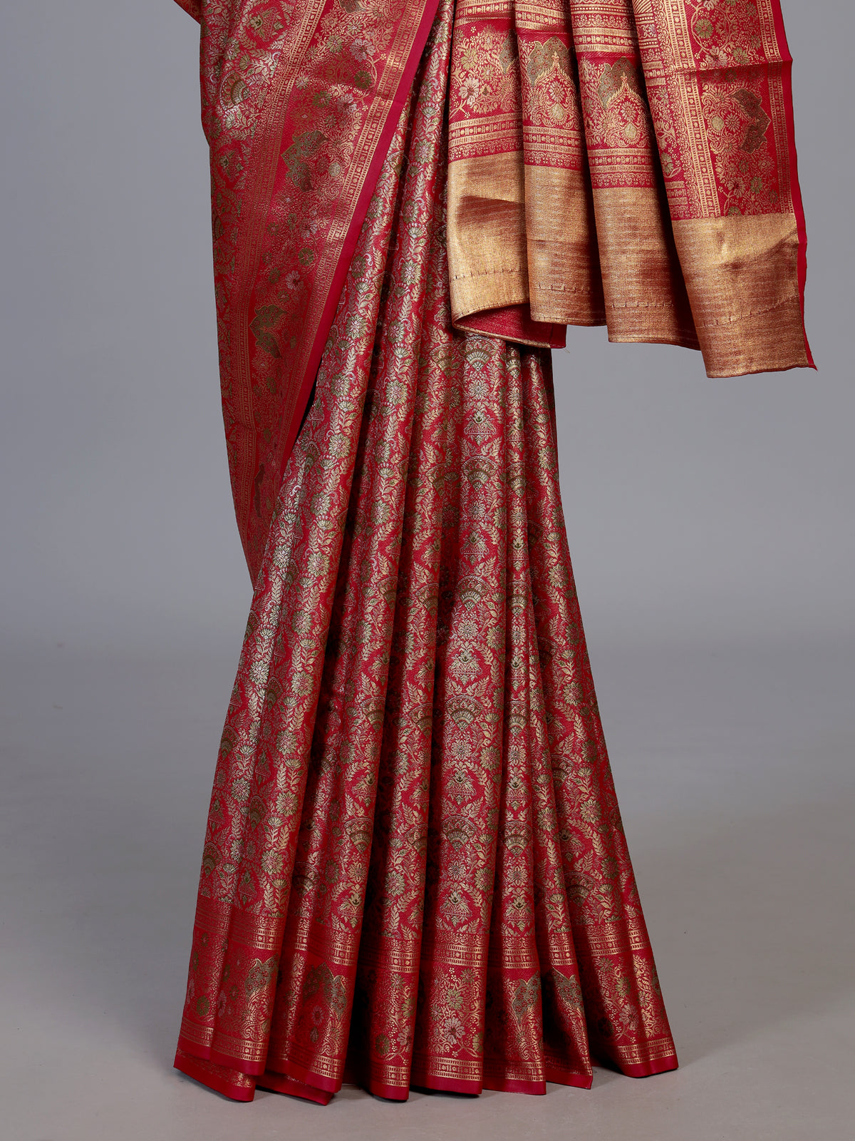 Rani pink art tissue kanjivaram heritage saree
