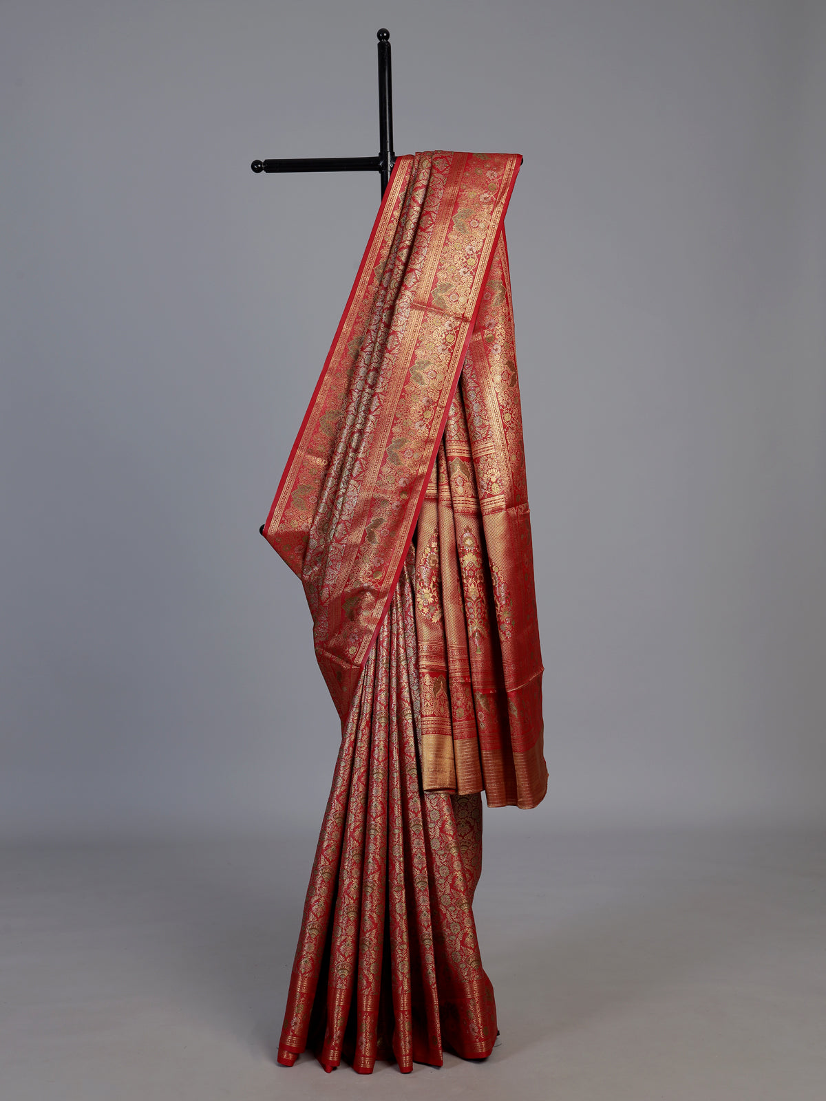 Red art tissue kanjivaram banarasi festive saree