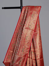 Red art tissue kanjivaram banarasi festive saree
