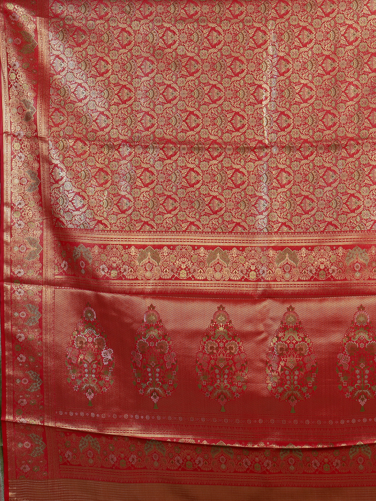 Red art tissue kanjivaram banarasi festive saree