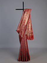 Red art tissue kanjivaram elephant motif saree