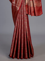 Red art tissue kanjivaram elephant motif saree