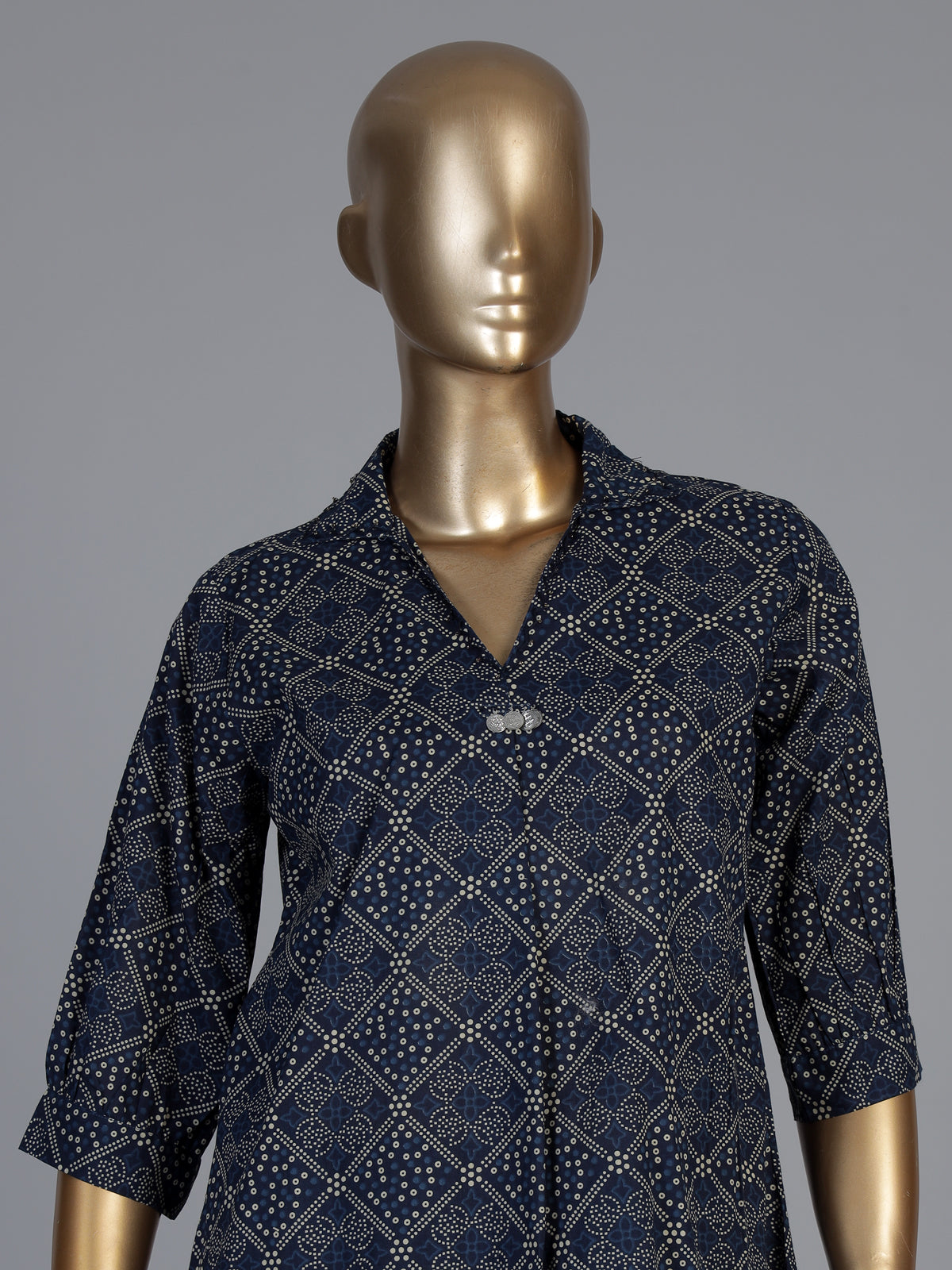 Blue silk Bandhej printed palazzo co ord set with V-neckline