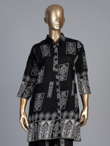 Black silk printed palazzo co ord set with elegant beadwork