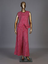 Rani pink crepe silk printed sleeveless palazzo co ord set