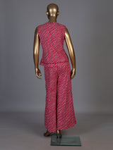 Rani pink crepe silk printed sleeveless palazzo co ord set