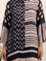 Black crepe silk printed palazzo co ord set with thread work