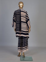 Black crepe silk printed palazzo co ord set with thread work