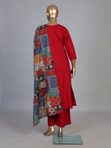 Maroon cotton silk palazzo kurti set with dupatta