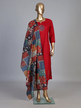Maroon cotton silk palazzo kurti set with dupatta