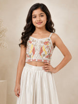 Off white designer silk girls palazzo suit