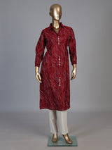Maroon chanderi silk printed kurti with exquisite cutdana and beadwork