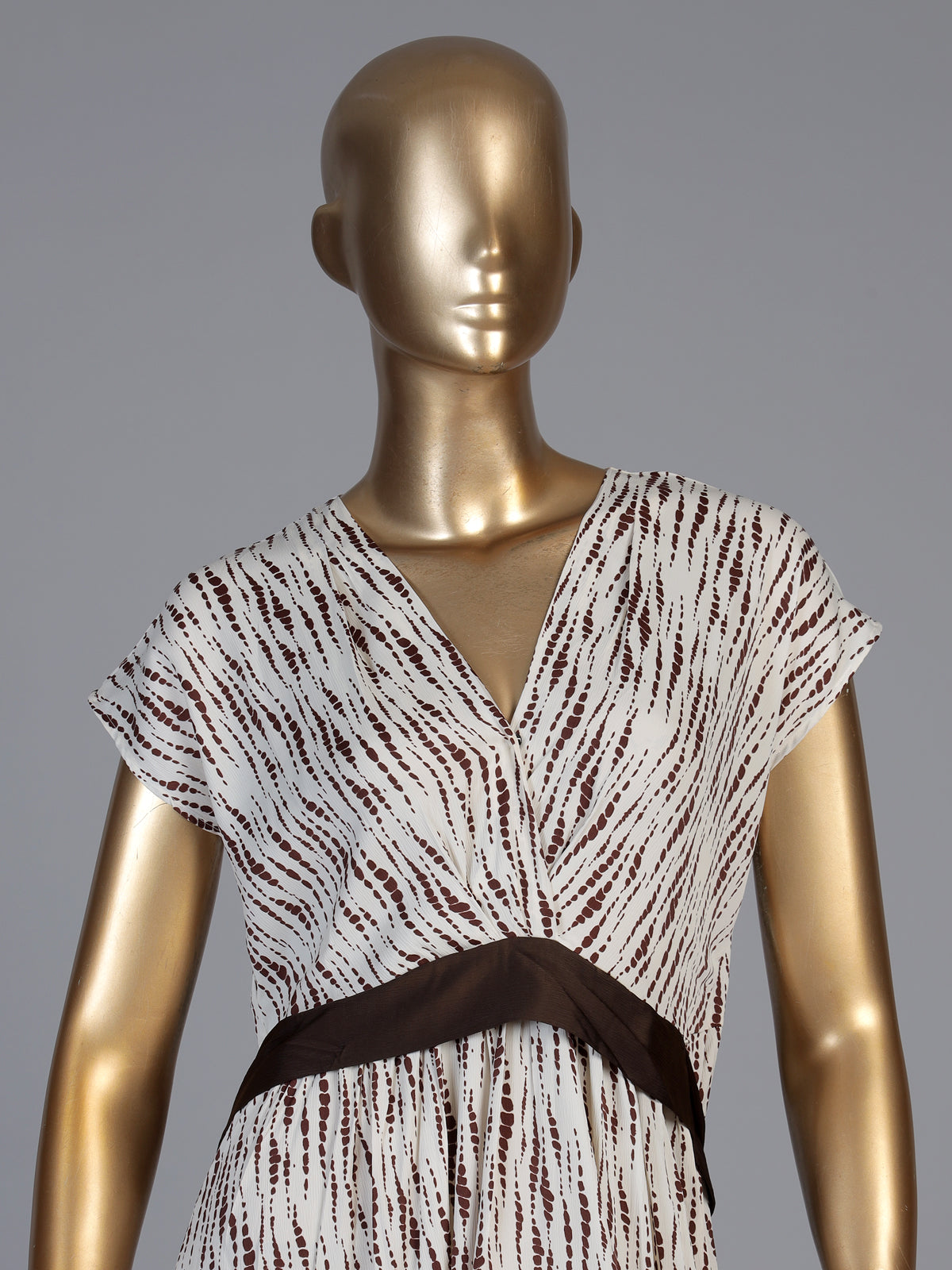 Brown chiffon georgette printed V neck casual kurti for women