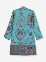 Aqua blue georgette printed kurta suit with embroidery for boys