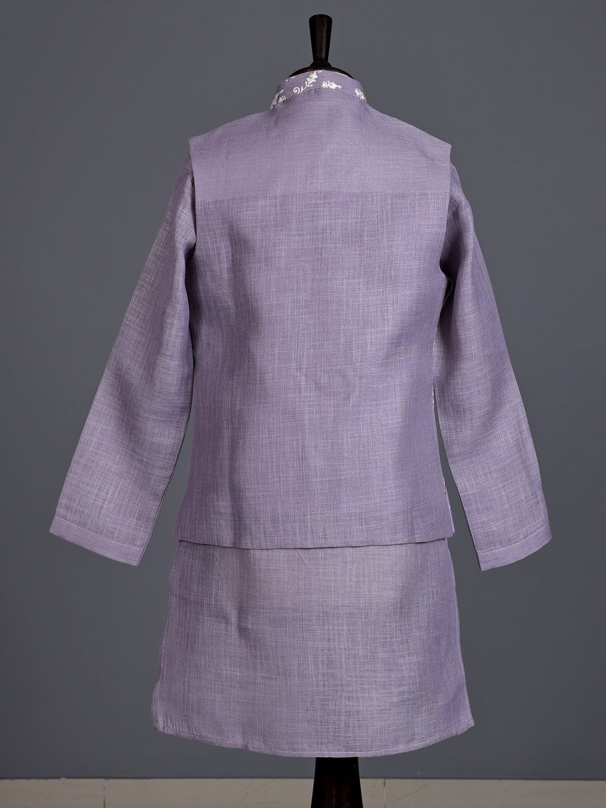 Lavender purple cotton linen waistcoat set for boys