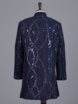 Navy blue boys terry rayon indowestern suit