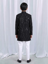 Black boys indowestern suit with sequin sherwani jacket