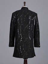 Black boys indowestern suit with sequin sherwani jacket