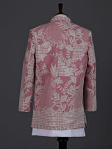 Blush pink boys indowestern suit with embroidered jacket