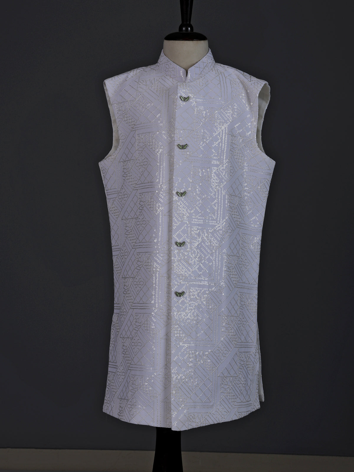 Blush pink boys indowestern suit with embroidered jacket