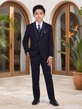 Blue terry rayon coat suit with shawl lapel coat