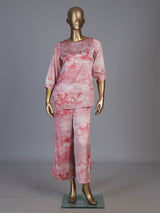 Pink satin floral printed palazzo co ord set with graceful styling