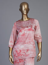 Pink satin floral printed palazzo co ord set with graceful styling