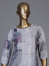 Grey satin printed palazzo co ord set with elegant quarter sleeves