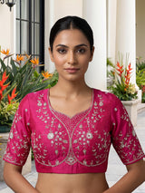 Pink silk shaded lehenga choli with zardosi work and dupatta
