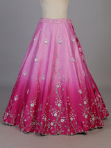 Pink silk shaded lehenga choli with zardosi work and dupatta