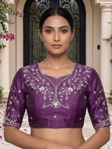 Lavender purple silk unstitched lehenga choli with zardosi embellishments