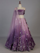 Lavender purple silk unstitched lehenga choli with zardosi embellishments