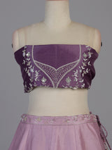 Lavender purple silk unstitched lehenga choli with zardosi embellishments