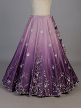 Lavender purple silk unstitched lehenga choli with zardosi embellishments