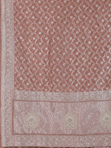 Peach banarasi silk saree with floral zardosi and zari