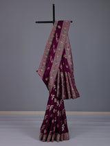 Purple dola silk saree with zardosi and zari work