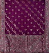 Purple dola silk saree with zardosi and zari work