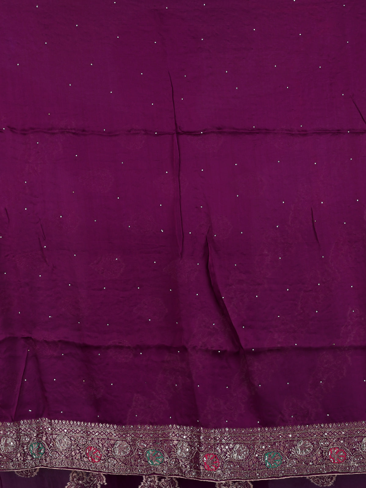 Purple dola silk saree with zardosi and zari work