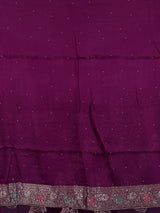 Purple dola silk saree with zardosi and zari work