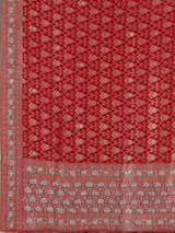 Red banarasi silk saree with floral zardosi and zari work