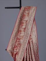 Pastel peach dola tissue silk saree with zardosi and zari