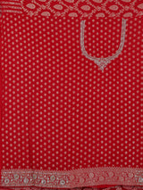 Red dola silk saree with floral diamond zardosi embellishments
