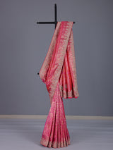 Rani pink kanjivaram silk saree with zardosi and zari work