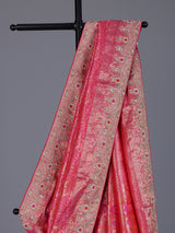 Rani pink kanjivaram silk saree with zardosi and zari work