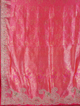Rani pink kanjivaram silk saree with zardosi and zari work