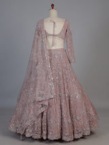 Pink net embellished designer wedding lehenga choli