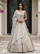 Cream silk designer wedding lehenga choli
