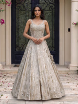Cream silk designer wedding lehenga choli